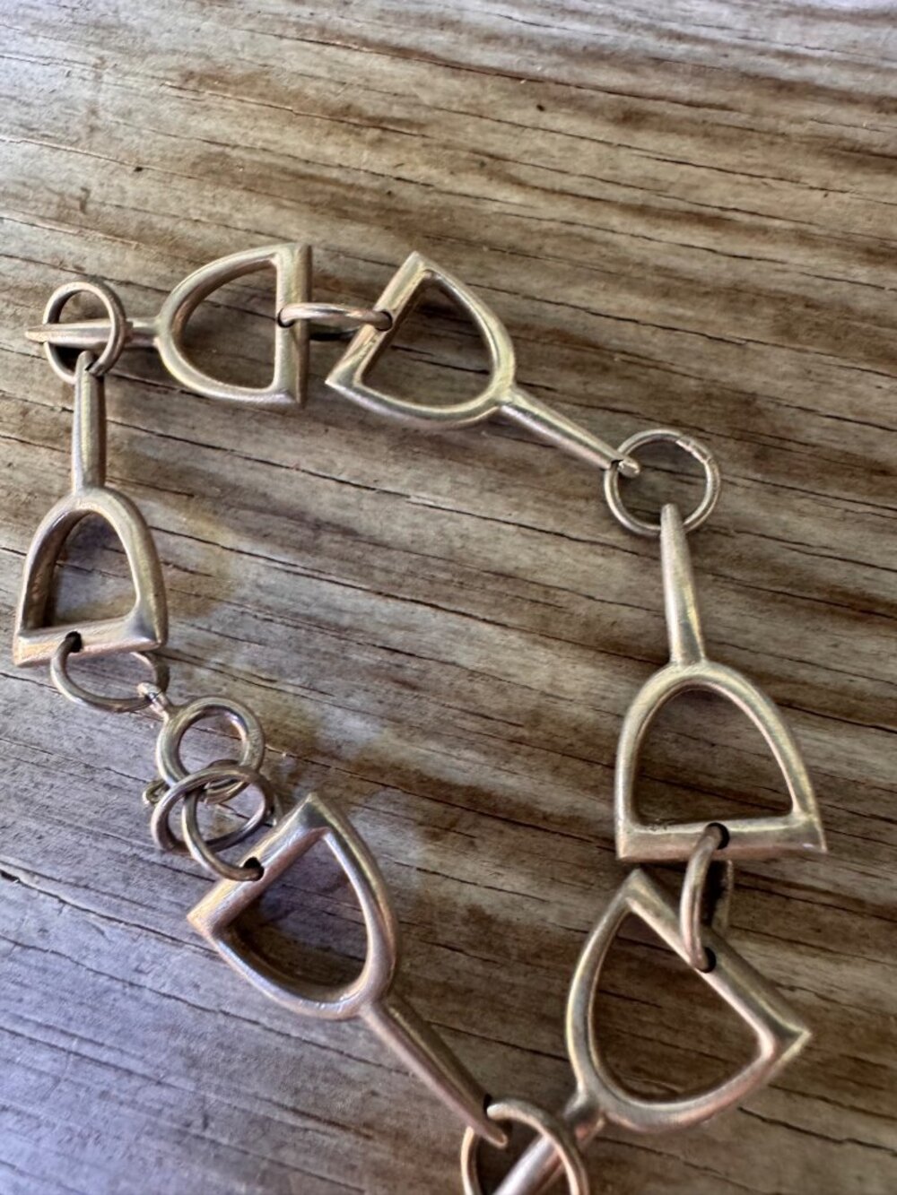 Sterling Silver 925 Horse Stirrup Link Bracelet Equestrian Western Style - Picture 4 of 5